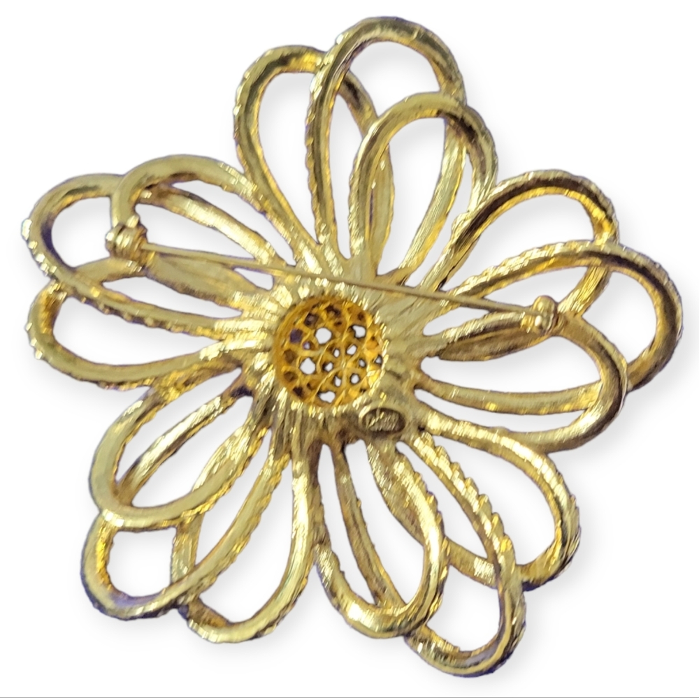 Joan Rivers Floral Rope Goldtone Rhinestone Brooch and Earring Set - Picture 4 of 11